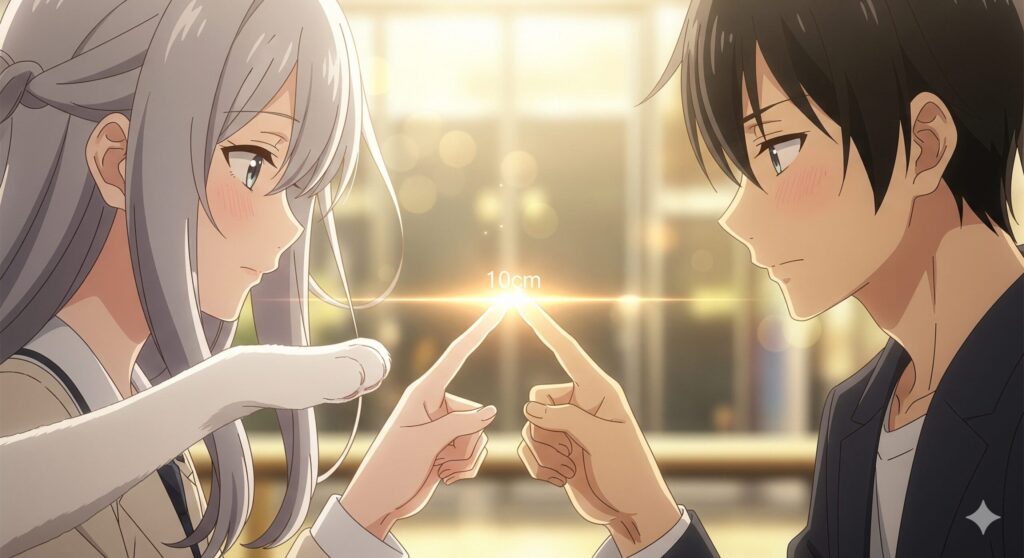 『お隣の天使様』第9話。リビングのソファで真昼に向き合い、身を乗り出す周。二人の距離が急激に縮まる緊張のシーン。