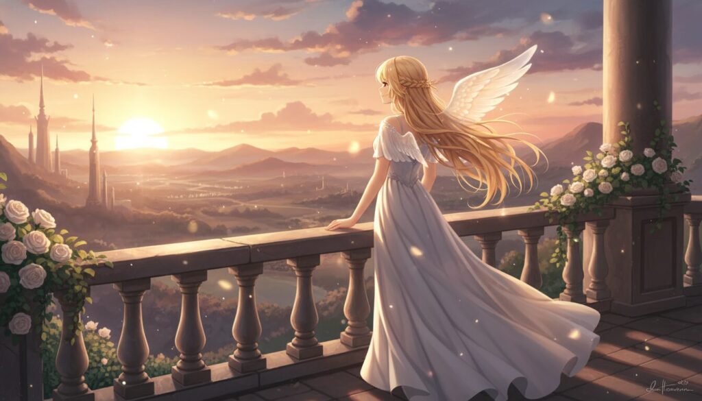 雨が降る薄暗い街角で、一本の傘を相合傘にして立つ藤宮周と椎名真昼。周が真昼の方へ傘を傾け、二人は少し照れくさそうに、しかし温かい眼差しで見つめ合っている。背景の街灯や建物の光が雨に濡れて滲み、幻想的な雰囲気を作り出している。『お隣の天使様にいつの間にか駄目人間にされていた件』第2期のキービジュアル。